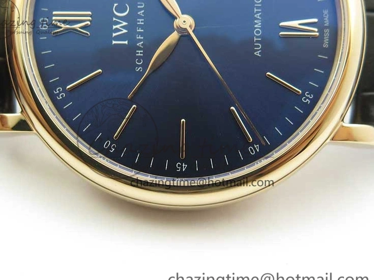 MIROTIME 0428 MoistureWicking Portofino Automatic RG IW356522 FKF 1:1 Best Edition Blue Dial on Black Croco Strap A 7109